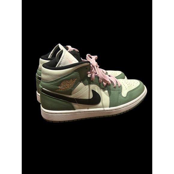 Air Jordan 1 SE Mid Dutch Green/Pink Basketball Shoes Women's Sz 9 CZO774-300 - Picture 3 of 10